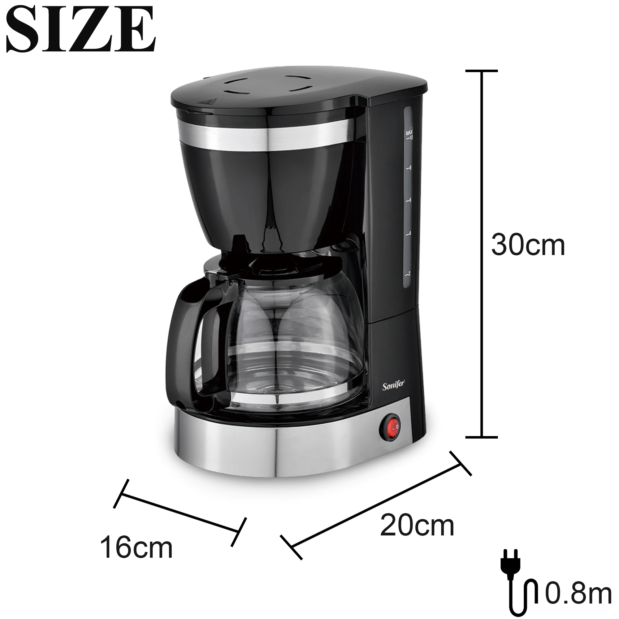 1.25L Electric Drip Coffee Maker 550W Household Coffee Machine 6 Cup Tea Coffee Pot Milk Coffee Maker for Gift 220V Sonifer