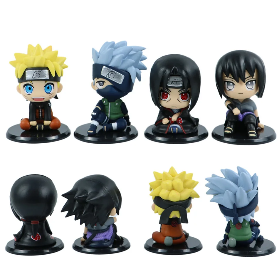 9cm anime naruto figura naruto kakashi figura de ação qversão kawaii sasuke itachi estatueta modelo pvc decoração do carro coleção