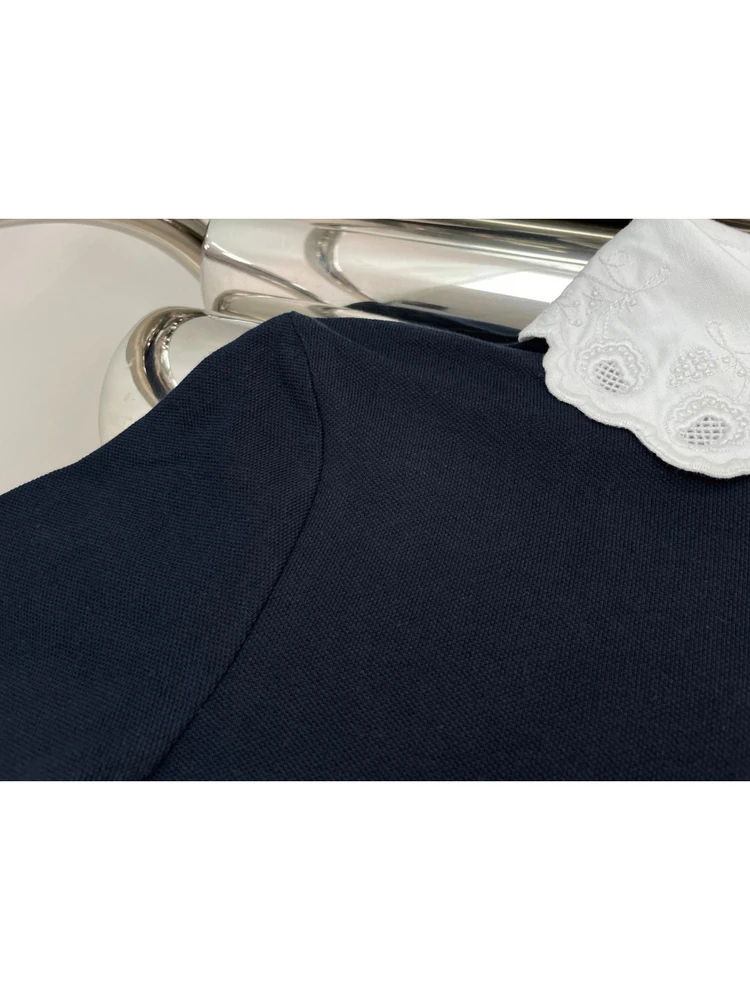 

Faionable Versatile Slimming ort Sve T-irt Casual Age-Defng Color Blo Doll Collar Top for Women