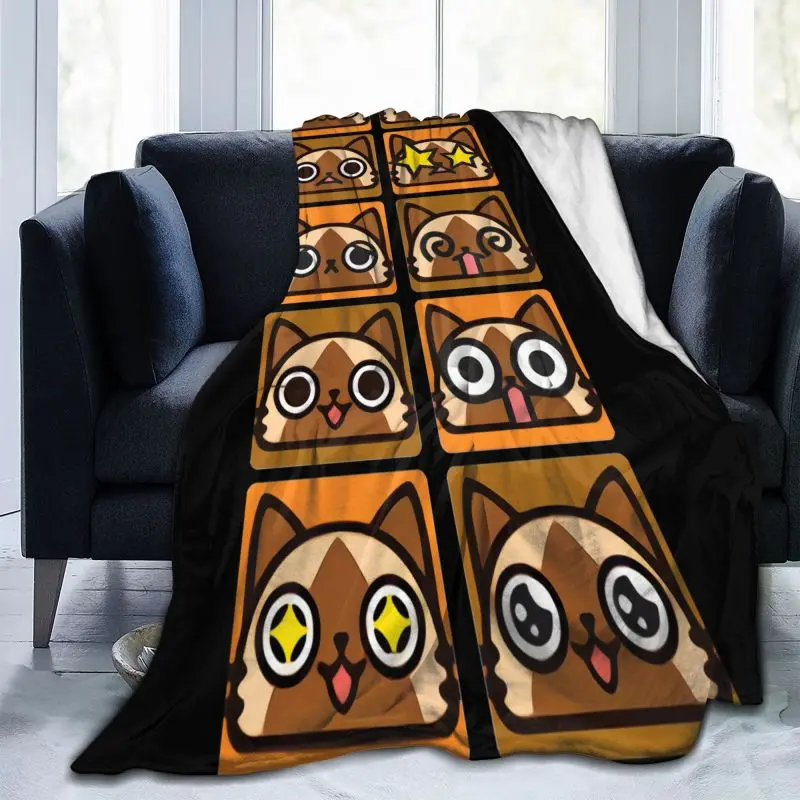 Monster Hunter Airou Faces Blanket Plush New Style Dust Cover Bedding Supply Mechanical Wash