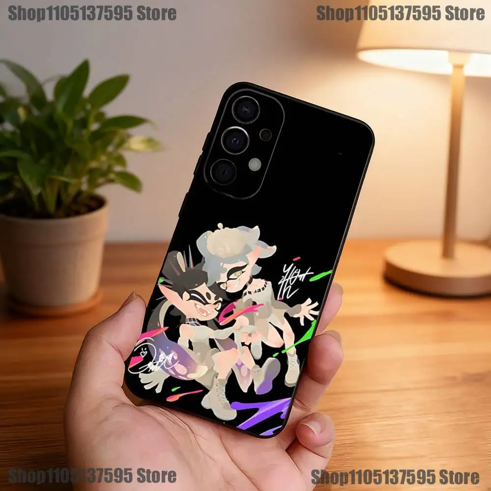 Funda de teléfono Game Splatoon para Samsung S25,S24,S21,S22,S23,S30,Ultra,S20,Plus,Fe,Lite,5G, funda negra