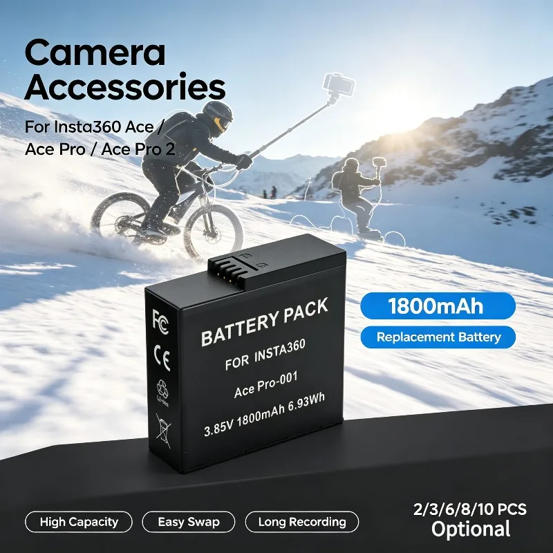 For I nsta 360 Ace Pro Camera Accessories for Insta360 Ace/Ace Pro/Ace Pro 2 Battery 1800mAh 2 3 6 8 10pcs