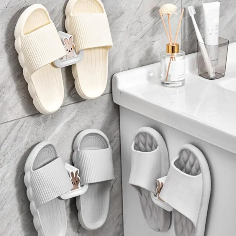 Cute Slipper Rack 8.3*4.5*7.5cm Storage Cute Bathroom Wall-mounted Hook Up Slipper Rack Punch-free Installation