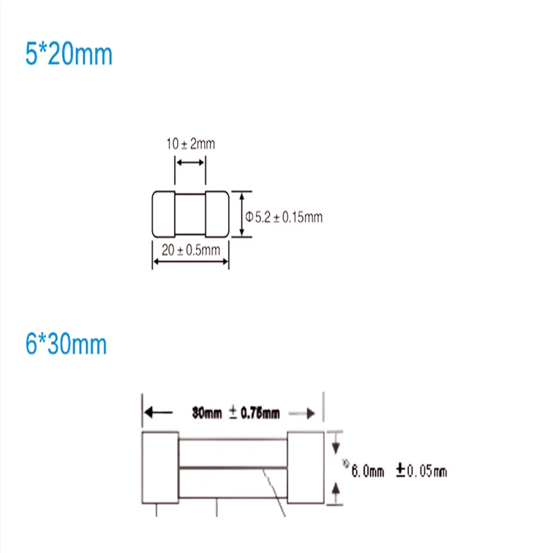 10pcs/lot  Sell 5*20mm 6*30mm Fast Blow Tube Fuses Mm 250V 0.1 0.2 0.3 0.5 1 2 3 4 5 6 8 10 15 20 25 30A AMP Fuse Ceramic Fuse