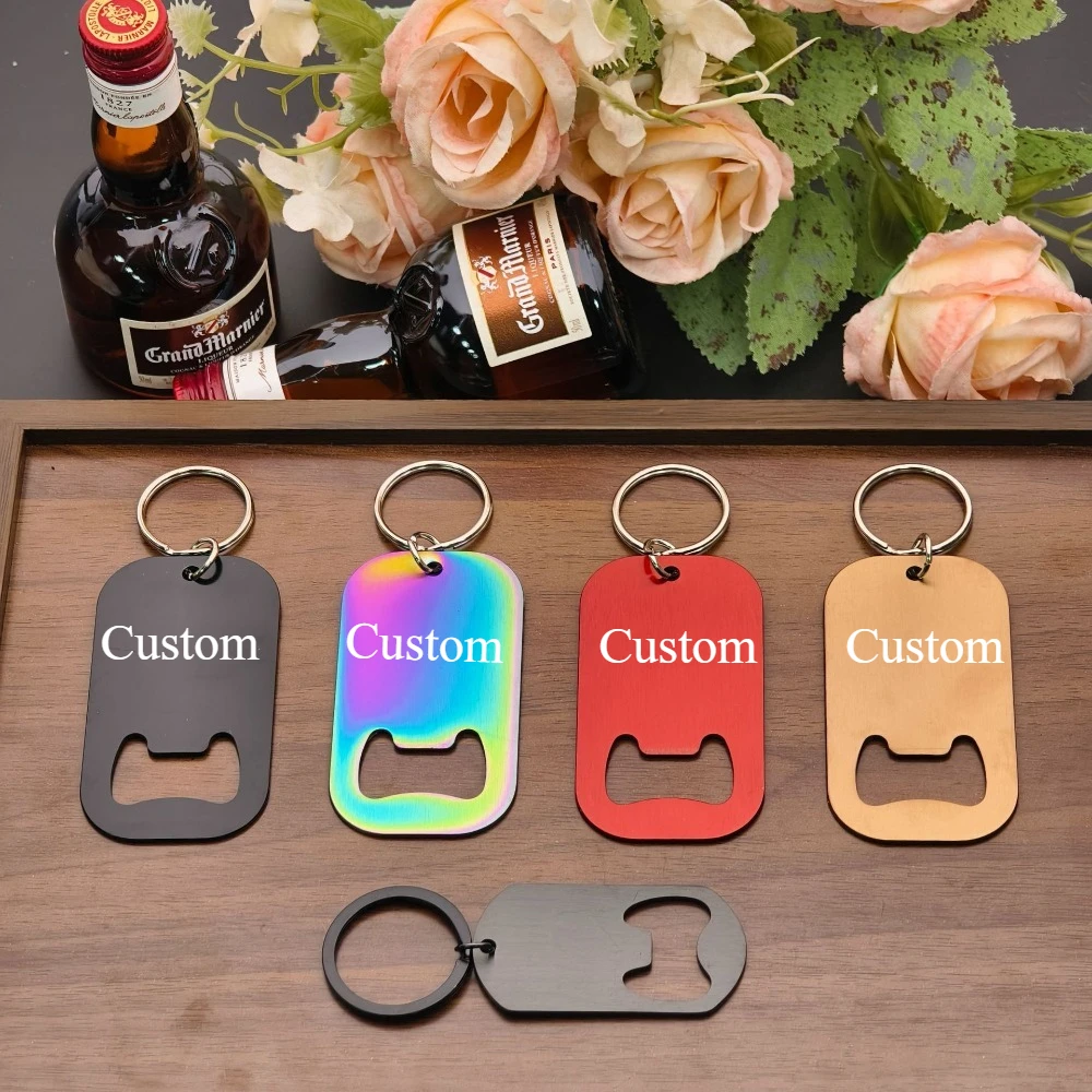 Personalized Stainless Steel Bottle Opener Keychain Custom Engraved Beer Cap Portable Keyring Bar Wedding Party Favors Gifts
