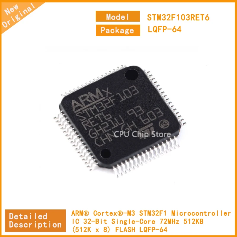 5Pcs/Lot New Original  STM32F103RET6  STM32F103  Microcontroller IC 32-Bit Single-Core 72MHz 512KB (512K x 8) FLASH LQFP-64