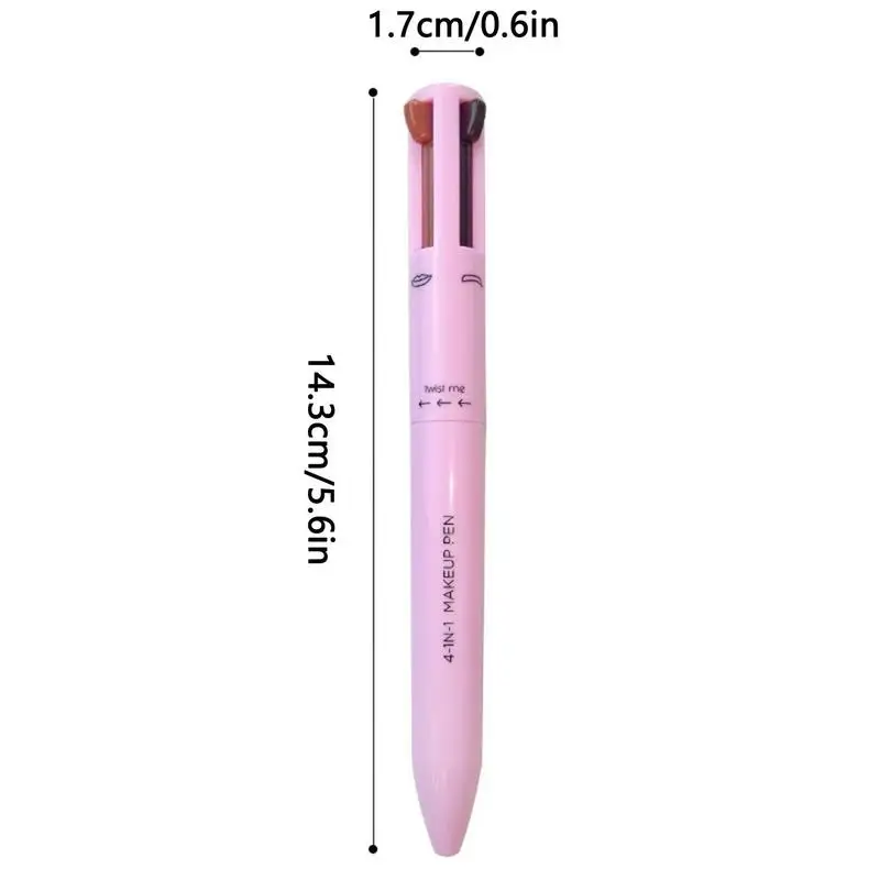 Multifunktion aler 4-in-1-Kosmetik-Kugelschreiber Augenbrauen stift mit wasserdichtem und langlebigem 4-Kern-Make-up-Tool