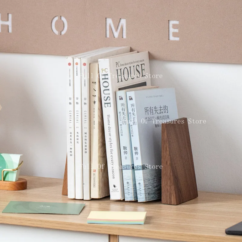

Walnut beveled bookend, solid wood bookend, desktop, simple bookshelf, baffle, book holder, book storage rack