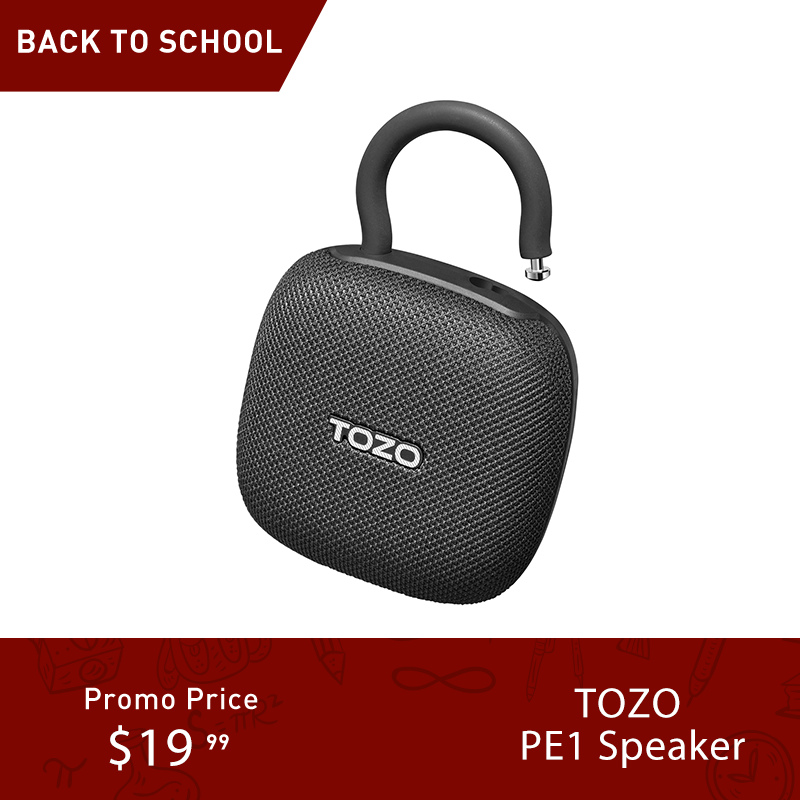  TOZO PE1 Portable Bluetooth Speakers Audio Speaker with Mic Wireless 43.5mm Dynamic Driver IPX8 Waterproof Deep Bass 