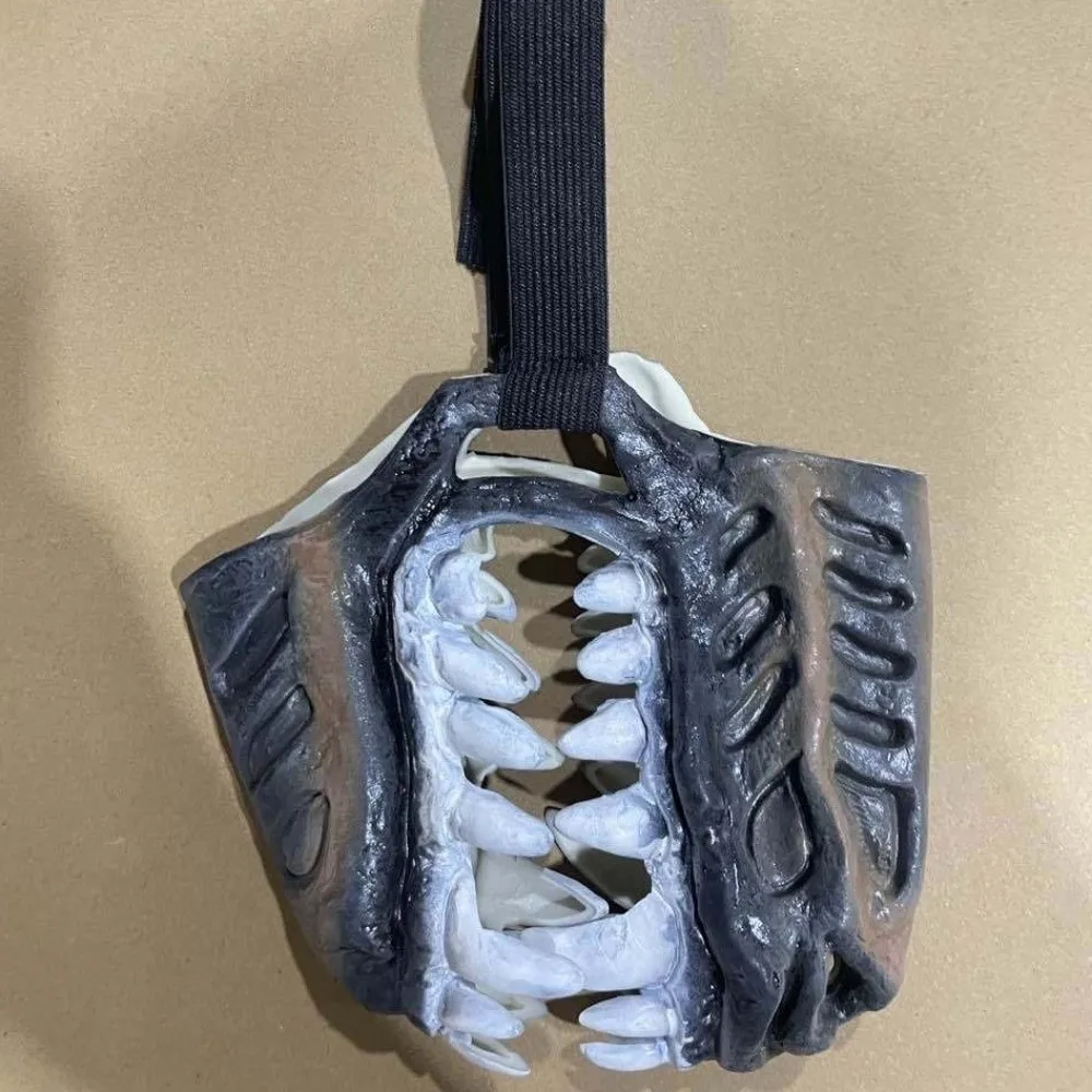 Vintage Halloween-Hundemasken mit beweglichen Zähnen, verstellbaren Riemen, Latex-Halbgesichtsmaske für Hunde, reißfest, realistische Zähne – Detail 7