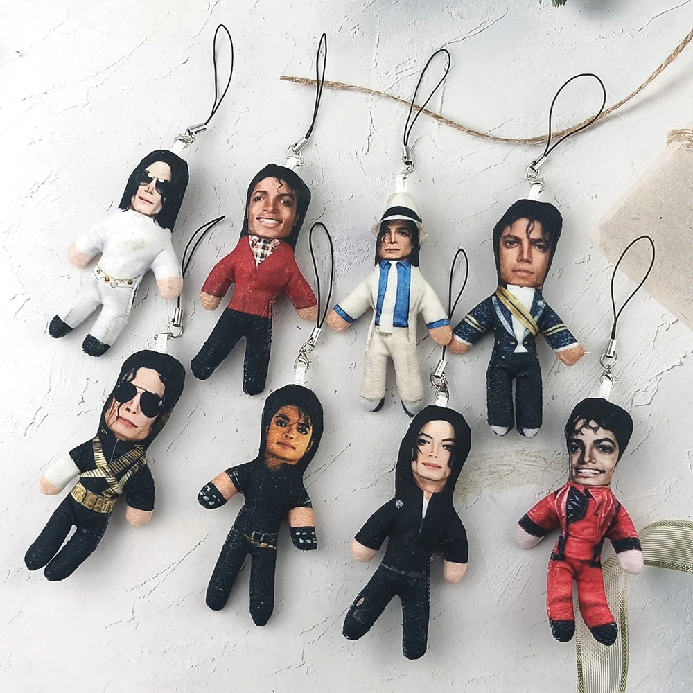 Michael Jackson Cosplay Prop Doll Plush Stuffed Figure Dolls Phone Pendant Backpack Keychains Abstract Joint Mobility Props Gift