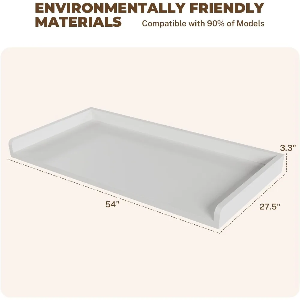 FAHKNS Piano di lavoro per lavatrice e asciugatrice - Topper per lavanderia in legno massello con tappetino antiscivolo, organizzazione della lavanderia impermeabile di larghezza 54, Li