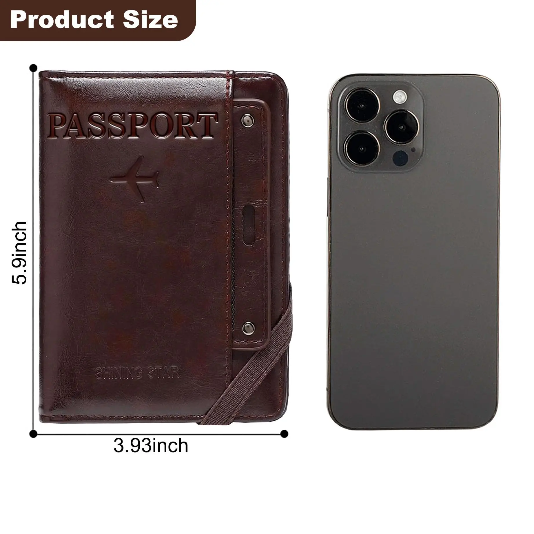 Herren Damen Leder Reisepasshülle RFID-Blockierung Reisebrieftasche Reisepassetui mit Stifthalter Dual-SIM-Kartenfächer – Detail 3