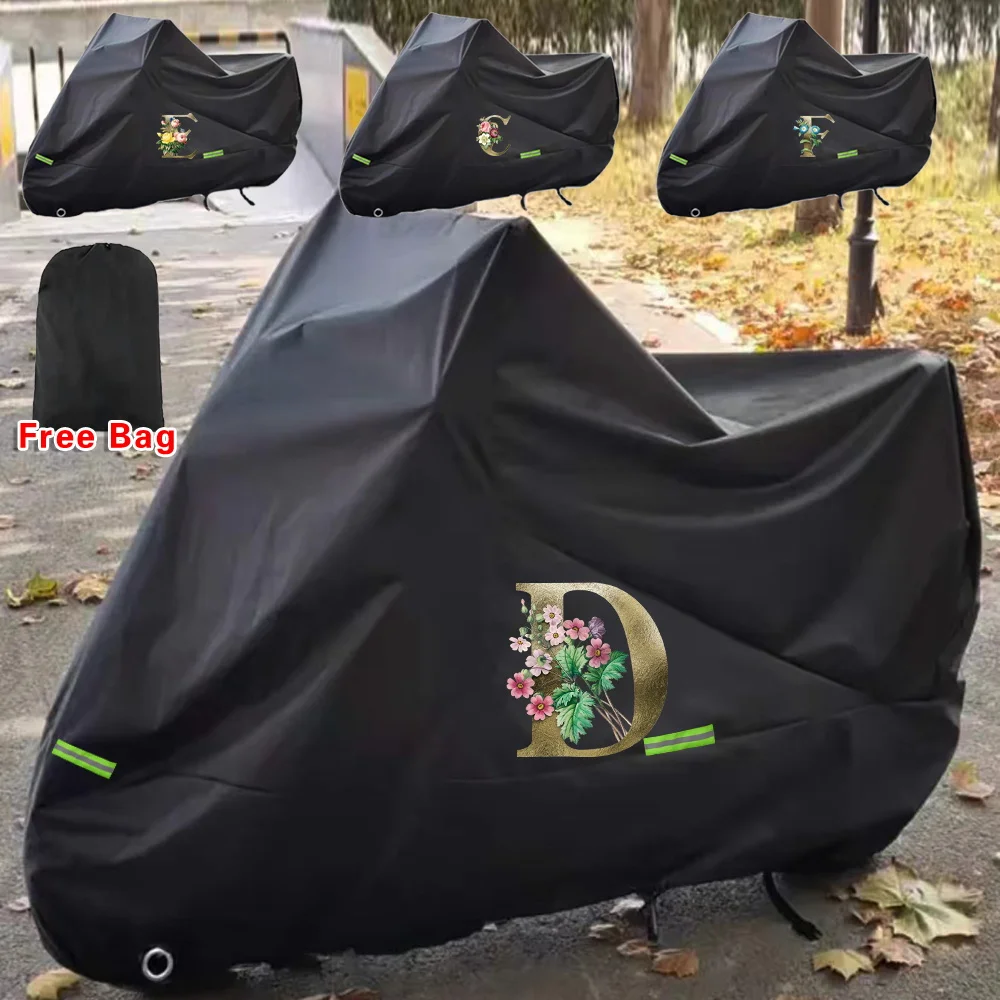 

Motorcycle Cover Bike Season Waterproof Dustproof UV Protective Outdoor Indoor Moto Scooter Flower Serie Motorbike Cover Golden