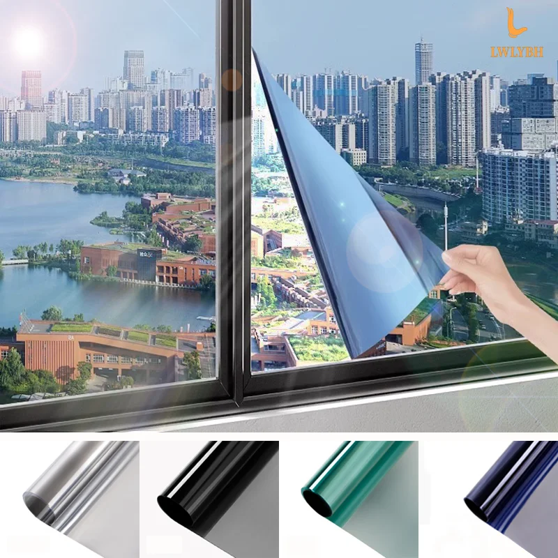 One Way Mirror Window Privacy Film Heat Control Reflective Window Films Vinyl Mirror Foil Window Film Anti Look Window Stickers