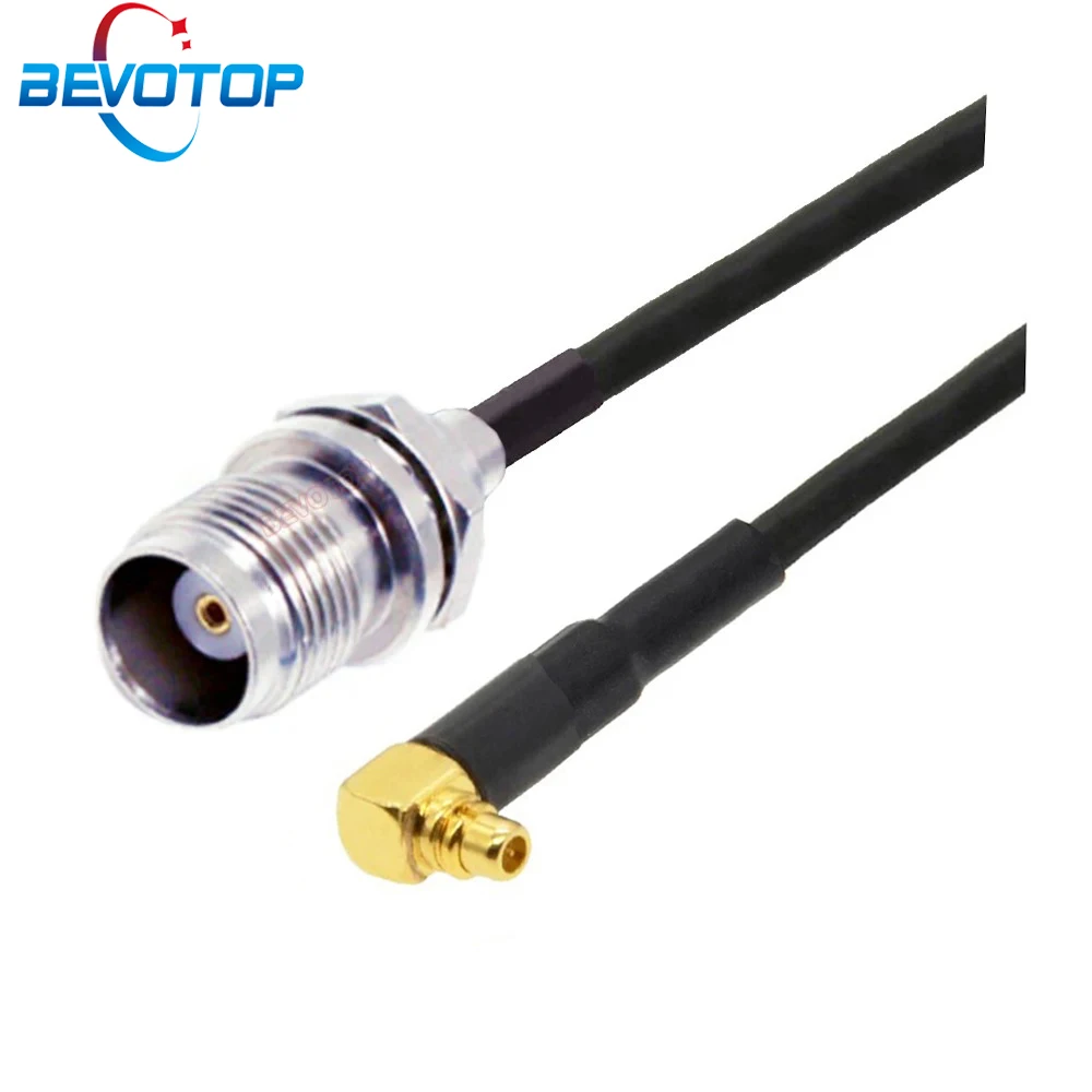 BEVOTOP Rear Screw Bulkhead TNC Female to MMCX Male 90° RG174 Cable 50 Ohm Antenna Extension Jumper RF Coax TNC to MCX Pigtail