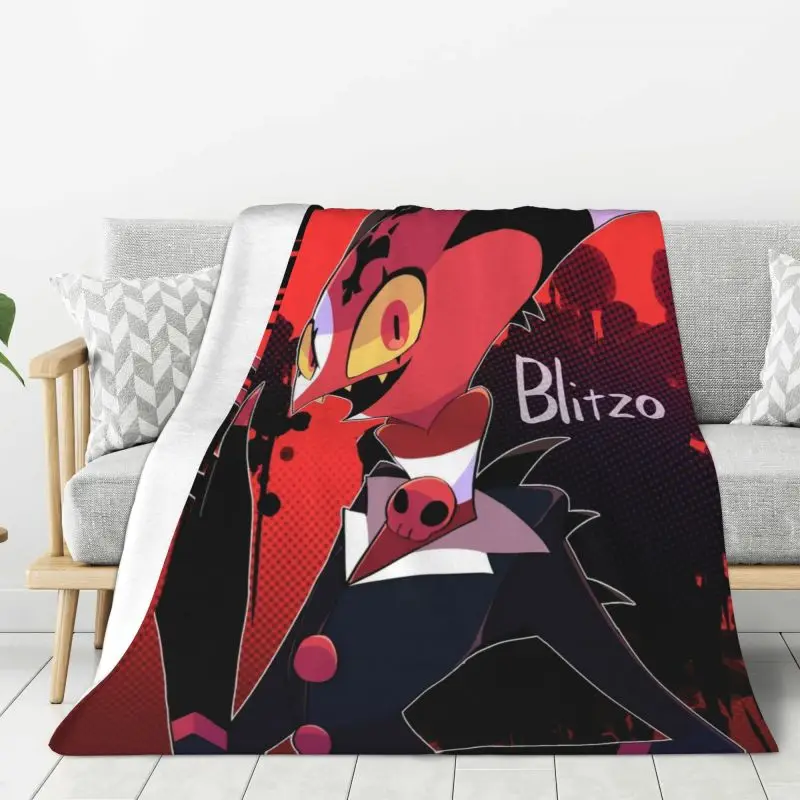 Custom Funny Cartoon Comics Tv Helluva Boss Blanket Warm Fleece Soft Flannel Throw Blankets for Bedroom Couch Car Spring