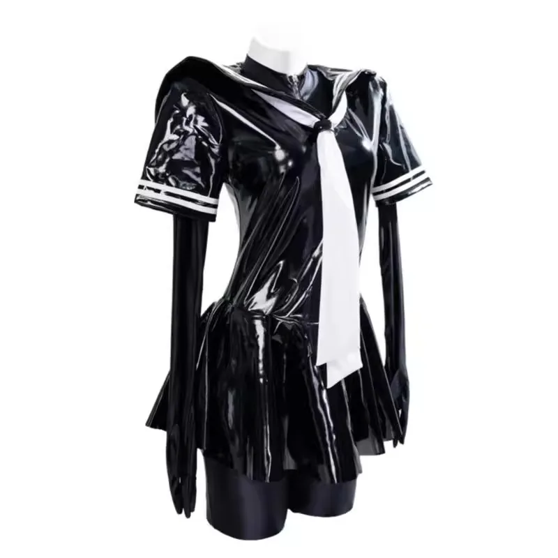 

Customized Latex Mirror Lacquered Leather Retro JK Uniform Set Cosplay Costumes Performance Costume Dance Clothes Women