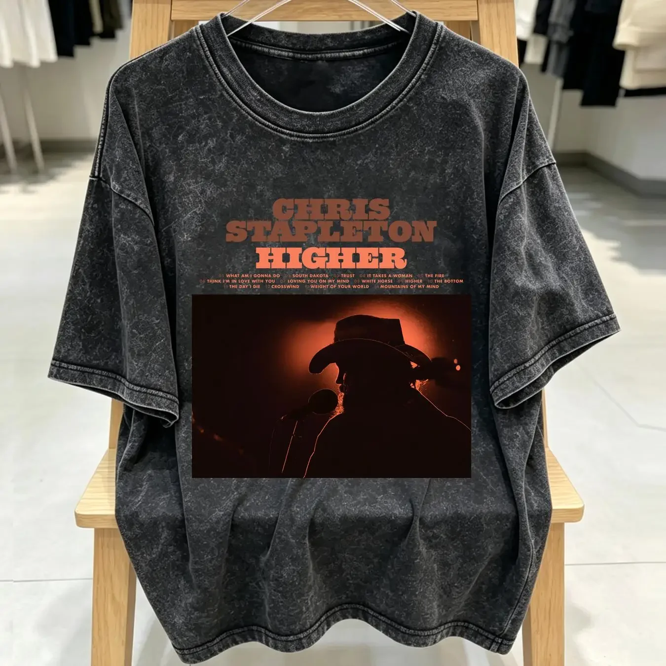washed T Shirt Chris Stapleton Higher New Album Full Size S 5XL long or short sleeves vintage Washed fashion streetwear