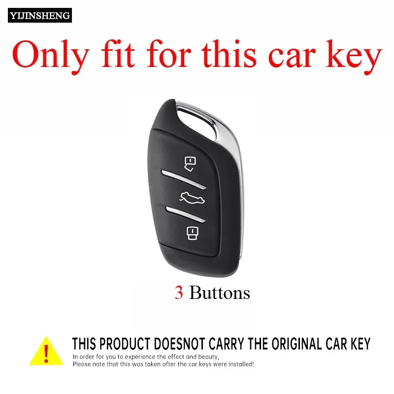 3 Buttons Metal + Leathe Car Key Case Cover Fob Skin Holder For MG 4 2023 Mg4 Ev MG HS GT ZS EV ZX MG5 MG6 for Roewe RX3 RX5 RX8