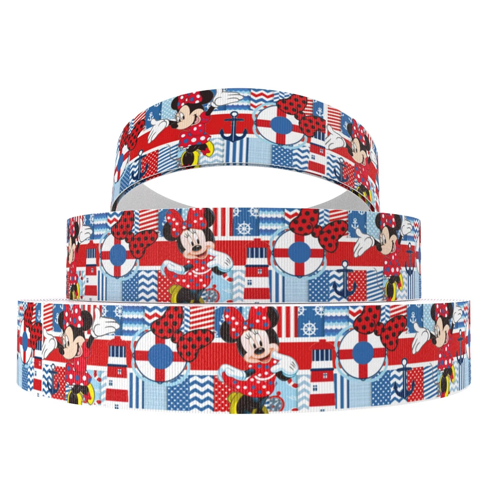 Disney 5 Yards Multi Size Mickey Minnie Mouse Printed Grosgrain Ribbon For Hairbow DIY Craft Supplies Cartoon Ribbons