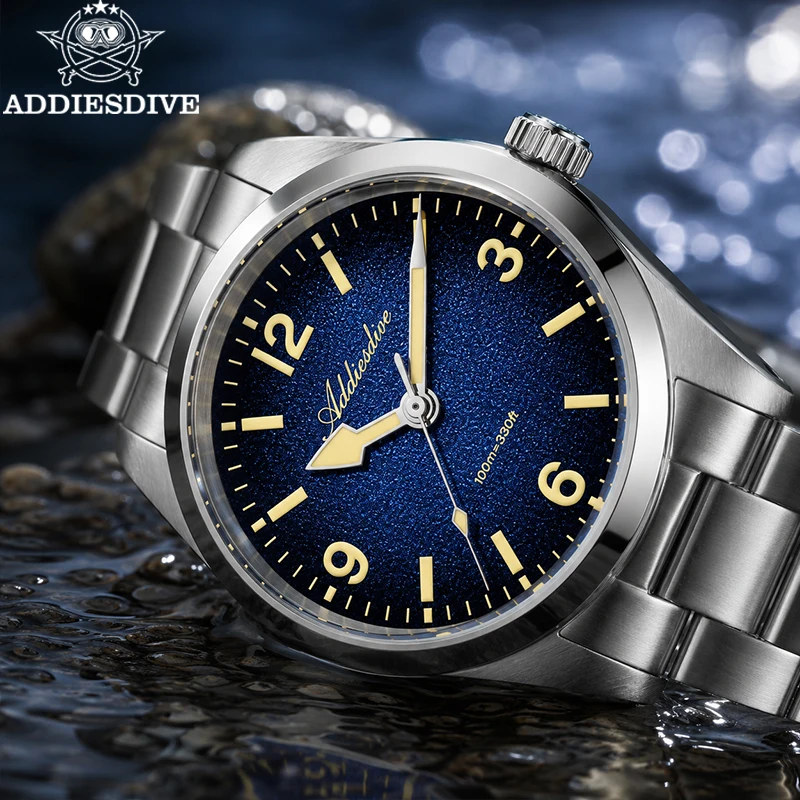 ADDIESDIVE New Men's Watches 36mm Top Brand Quartz Wristwatch Sapphire Mirror Stainless Steel 100m Waterproof Luminous Watch