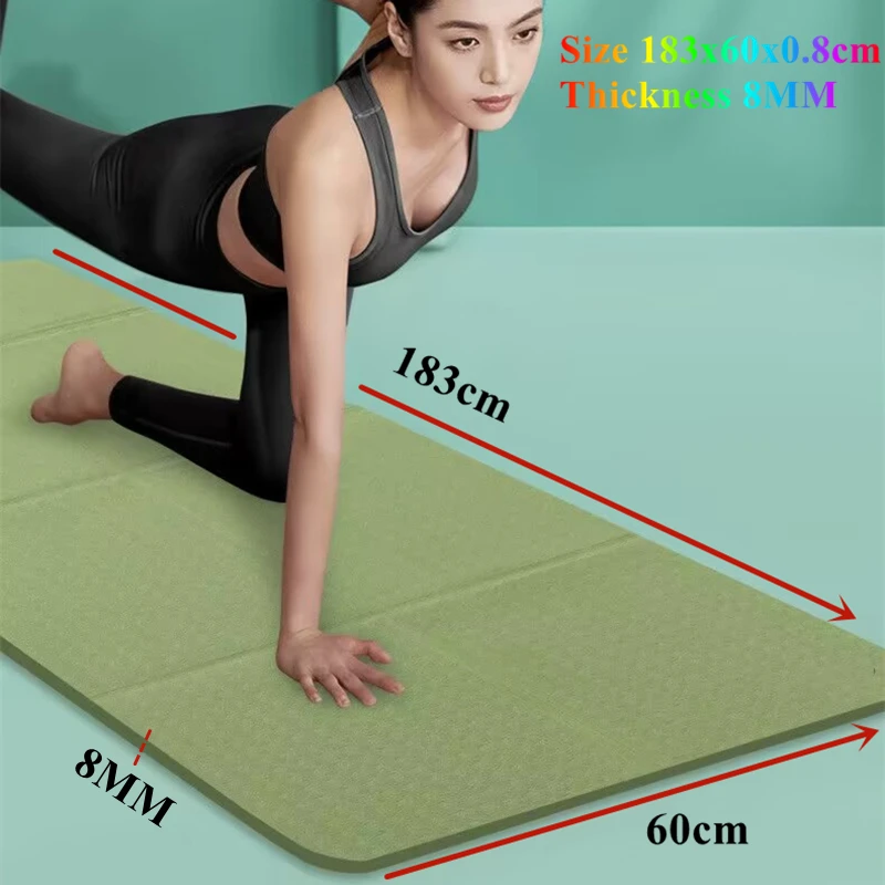 Fold Portable 183x60CM Yoga Matt 8MM Thick Yoga Mat Anti-skid Exercise Yoga Pilates Gymnastics Mat Sports Fitness Mat Comfort