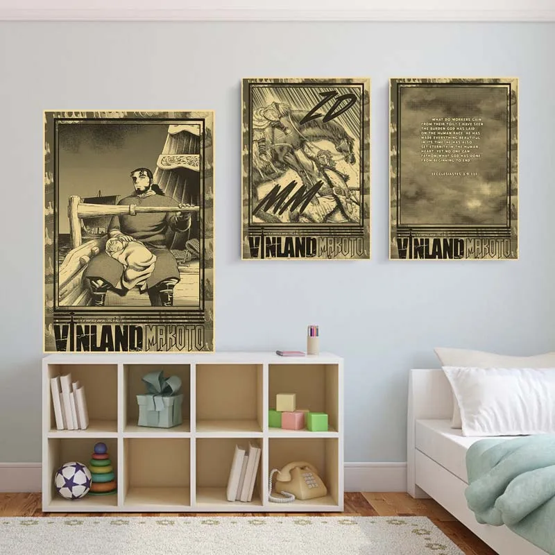 Vinland Saga Anime Manga plakat Retro papier pakowy drukuje na wystrój salonu Bar Cafe dekoracja w stylu Vintage obraz naklejka ścienna