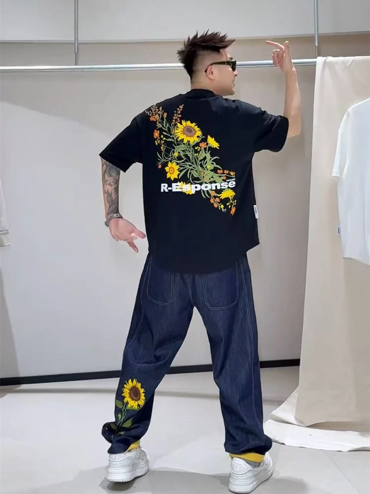 

Летний мужской модный комплект с вышивкой, повседневный комплект для пар, шорты и брюки, комплект из двух предметов, молодежная одежда