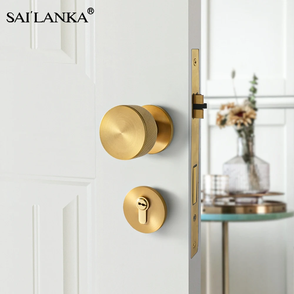 

SAILANKA Brass Round Door Lock Rotation Knobset Knobs Handles Knob Bedrooms Living Rooms Bathrooms Door Lock Furniture Hardware