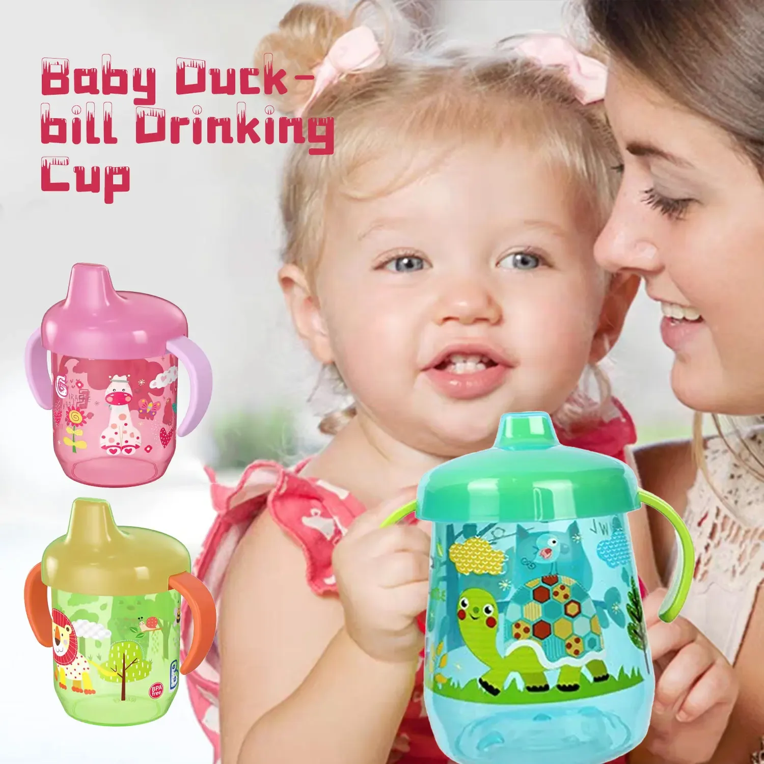 Wide mouth cup, bottle with handle for children from 6 months Wide mouth cup, bottle with handle Drinking cup for both boys girl image 4