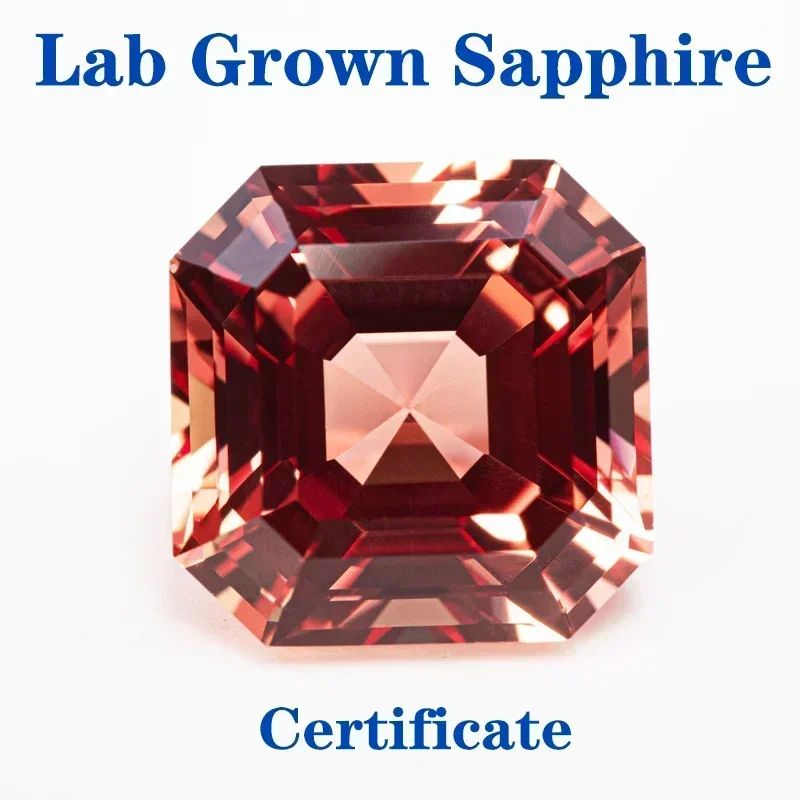 

Top Lab Grown Sapphire Sunset Orange Color Square Chamfer Cut VVS1 Selectable AGL Certificate Charms DIY Jewelry Making Material