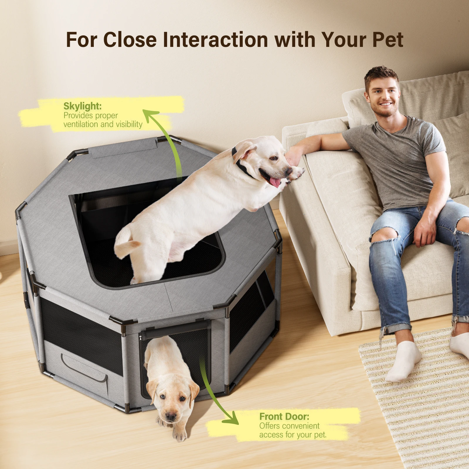 Puppy Playpen Indoor Outdoor Run Dog Cage Oxford Fabric Animal Playpen Small Animal Cats Enclosure Frame PVC Tube With Bag Pad