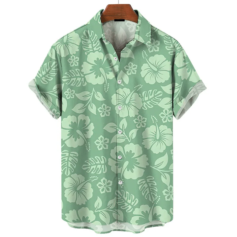 Camisas hawaianas de manga corta con estampado 3D de plantas, blusa de gran tamaño con estampado de flores, tendencia de verano