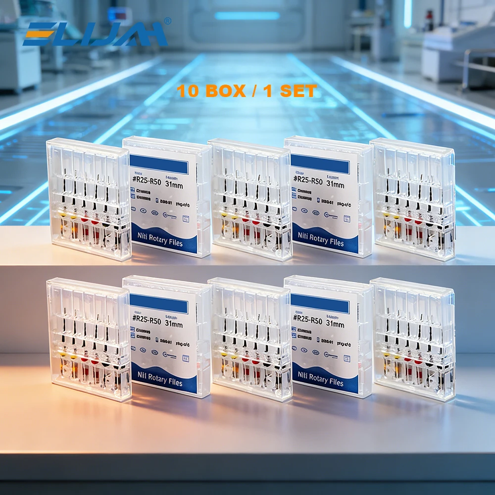 10Boxes/Set Dental Reciproc Blue Endodontic Files Engine Use 21/25/31mm R25/40/50 Heat Activation Niti Rotary Root Canal Files