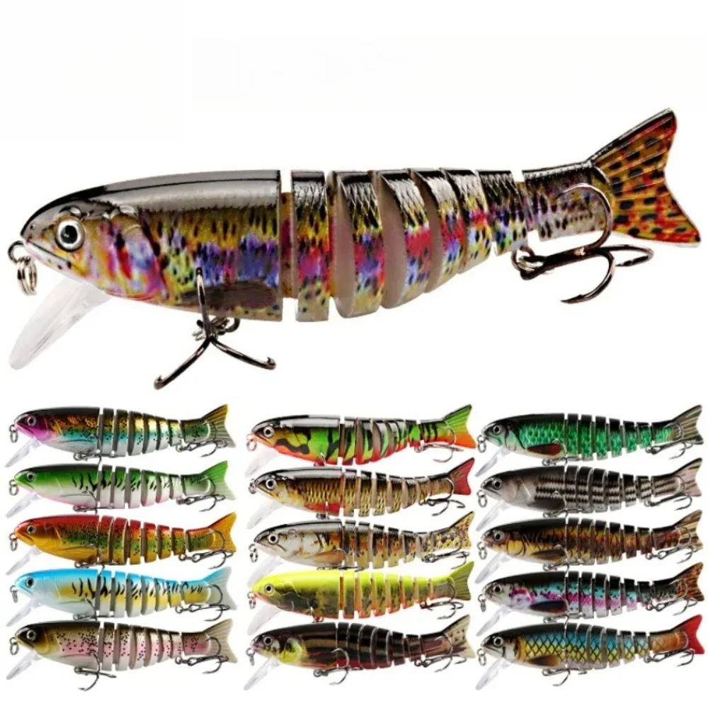 Billings 1pcs Multi-section Lure, 5-Color UV Heat-Printed Plastic Hard Lure S-Type Action, Practical and Realistic Fishing Lure