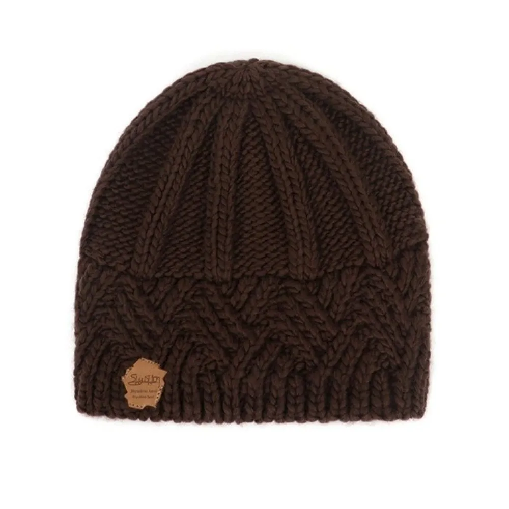 قبعة شتوية سميكة عصرية بلون سادة تحافظ على دفء المرأة محبوك قبعة Coldproof Skullies قبعة الشتاء