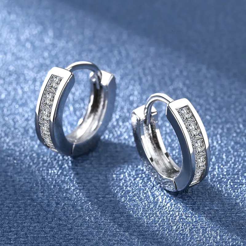 925 sterling silver zircon round bead threaded stud earrings, women's screw twist-off stud earrings, simple and fashion