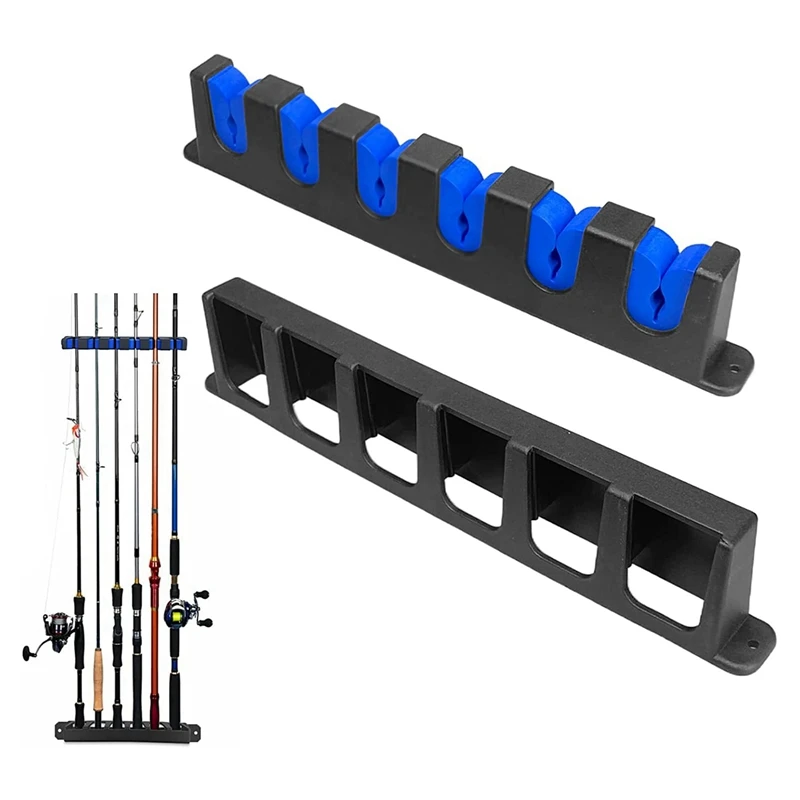 4X Fishing Pole Holder Wall Mount For Garage Door,Fishing Rod Storage Rack For Boat,Vertical 6-Rod Organizer Racks