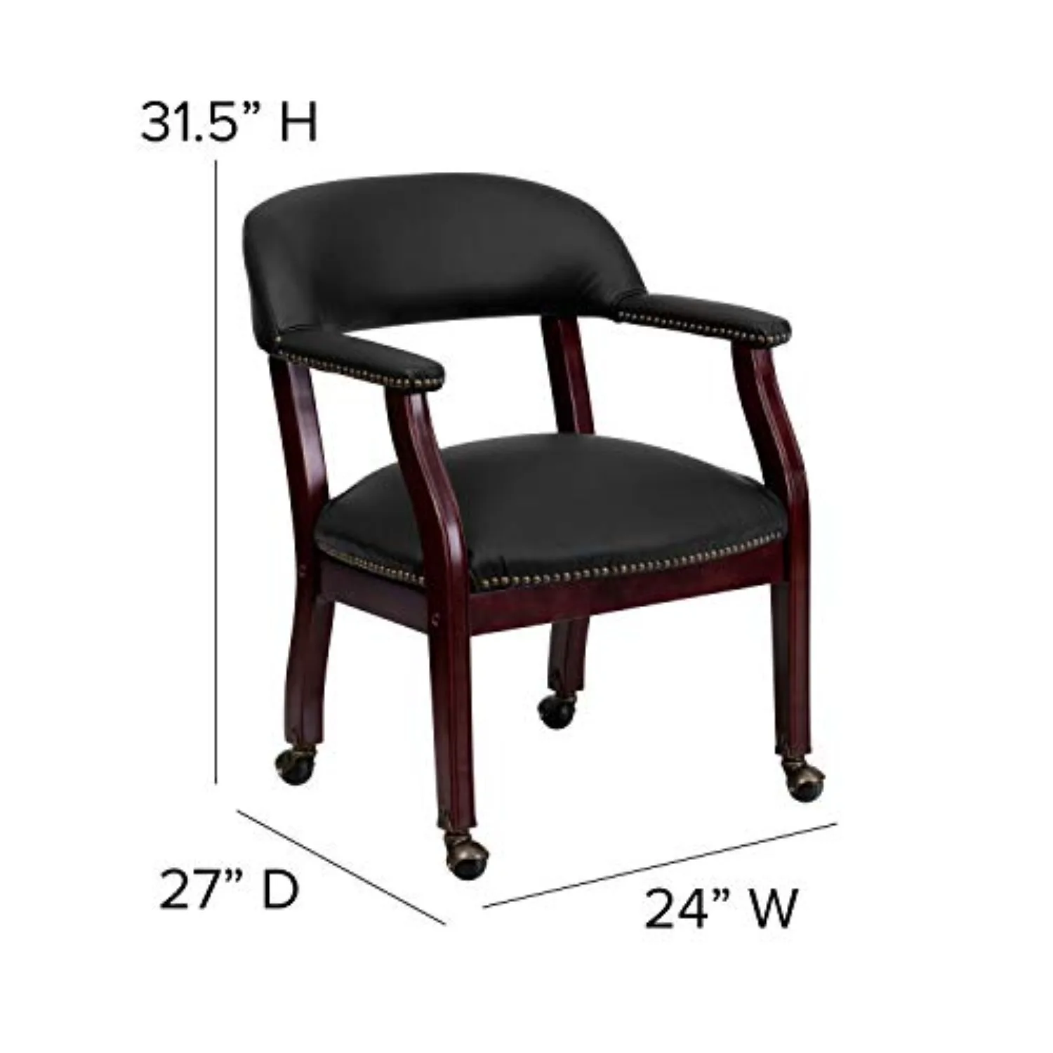 Black Faux Leather Conference Chair with Casters | Casters