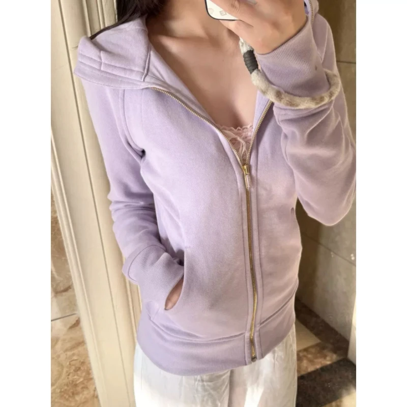 Spring Autumn Short Hoodie Coat Women 2026 New Fashion Loose Casual Jacker Pure Colour Shoulder Coat Outerwear Female