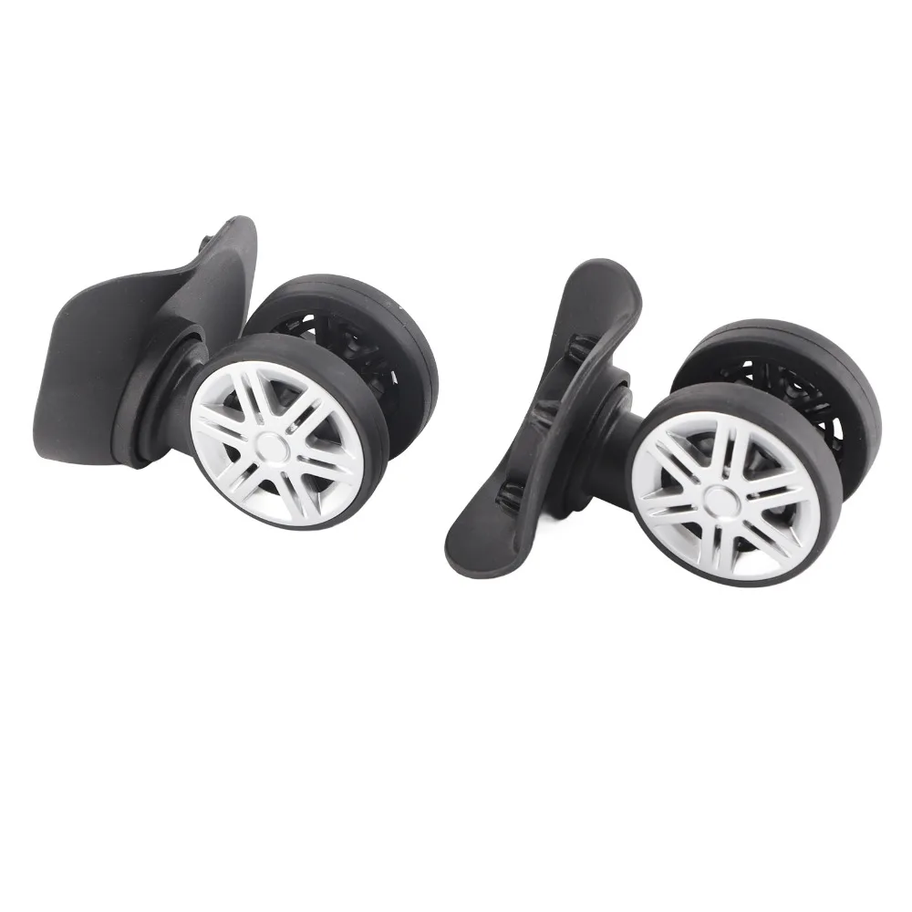 1 Pair Durable Mute Luggage Wheels Double Row Black Suitcase Wheels 360° Rotation Luggage Caster Wheels Suitcase Repair