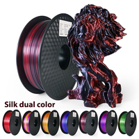 250gPLA Filament 3D Printer Silk Black Red Two Color  3D Printing Material Magic Dual Color Sublimation Duotone 1.75mm