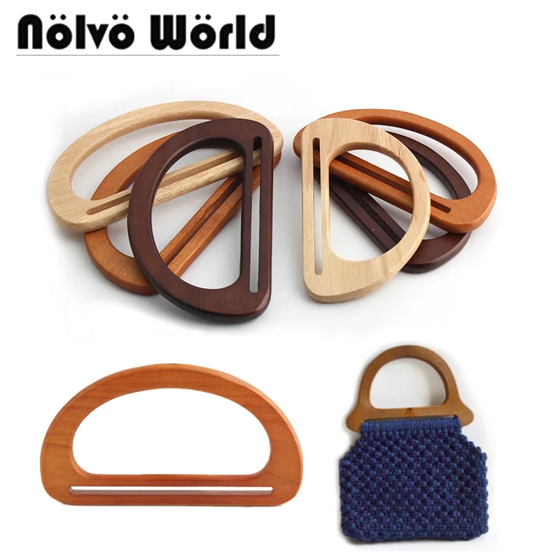 2/4/10pcs 15cm 17cm Oak Wooden Bag Handle D Shape DIY Handbag Parts Tote Bag Handle DIY Handmade Sewing Brackets Bags Handle
