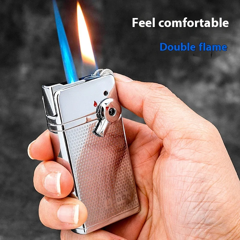 New Zhong Bang Double Flame Deformation Wheel Lighter Metal Cigar Inflatable Windproof Lighter Smoking Men Exquisite Gift
