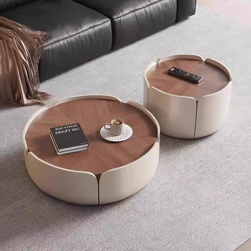 

Retro style circular living room coffee table corner simple design solid wood small space side table sofa furniture YX930TB