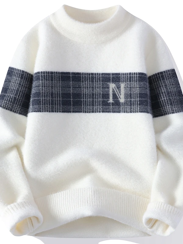 

Мужской вязаный свитер с круглым вырезом, вышивкой и длинными рукавами, теплый повседневный модный топ для осени и зимы, для подростков и студентов