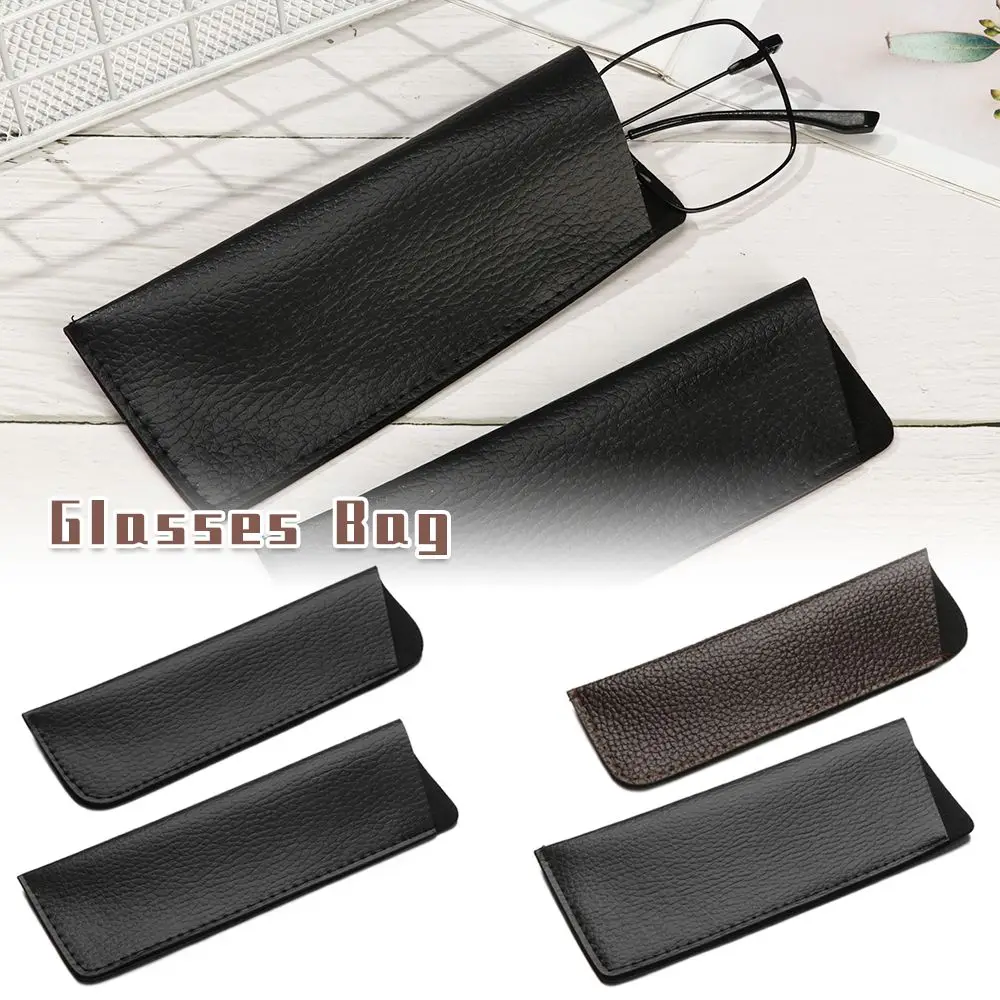 Soft Leather Reading Glasses Bag Case Waterproof Solid Sun Glasses Pouch Simple Eyewear Storage Bags Eyewear Accessories