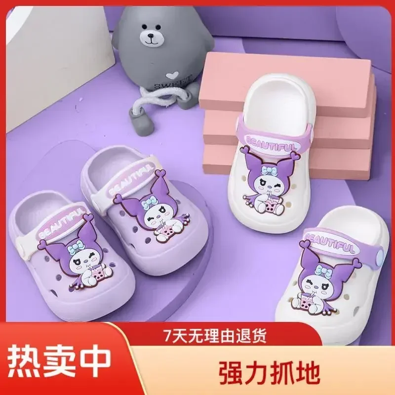 

Kawaii Sanrio детские летние тапочки с рисунком аниме Kuromi Cinnamoroll детские домашние тапочки домашние нескользящие шлепанцы подарок для девочки