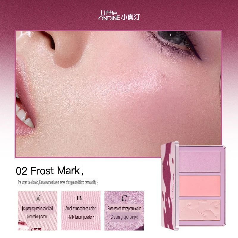 Three-color Blush Palette, Blush Cream, Matte And Highlight, Natural Complexion Enhancement, Multi-color Combination